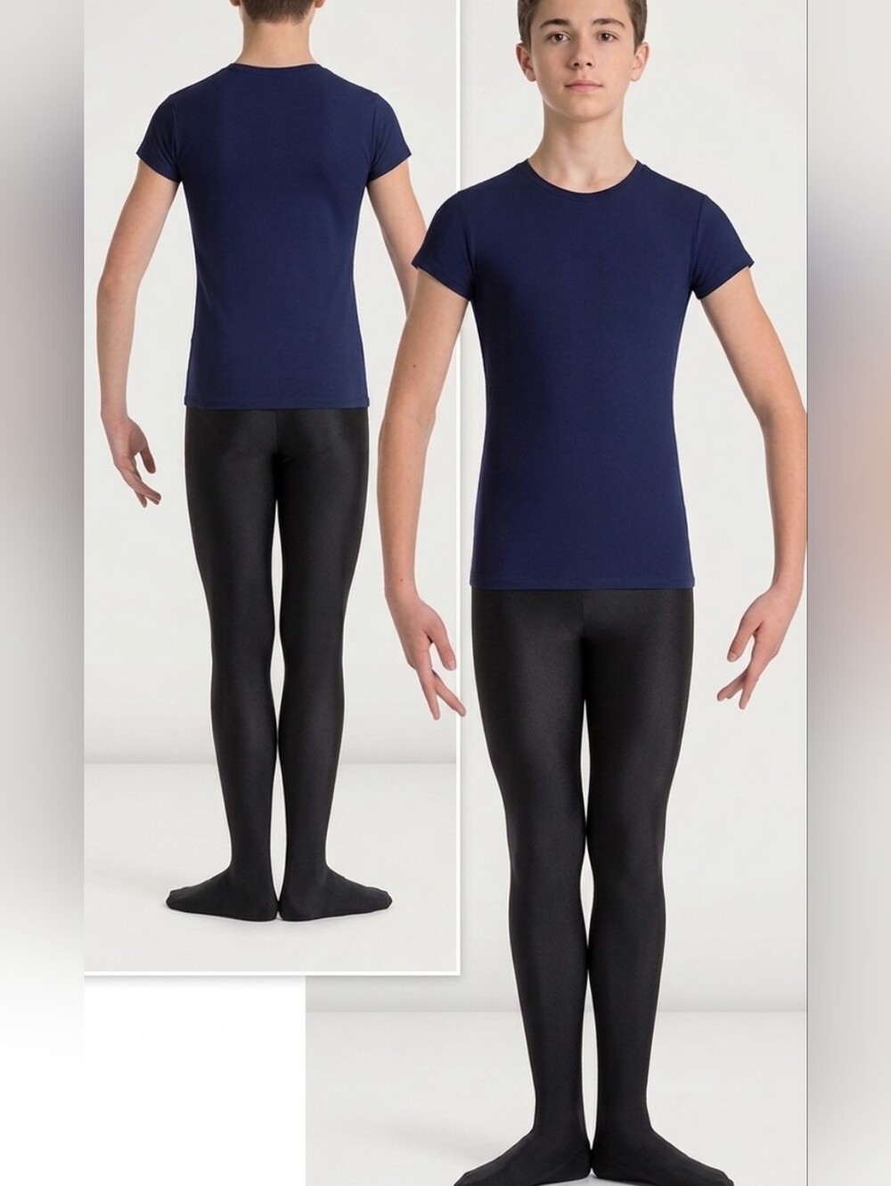 Nwt Body Wrappers Black B92 Boys Youth 9-10 Seamless Convertible Tights USA